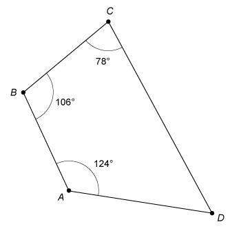 What is the angle measure of d?  52° 56° 74°