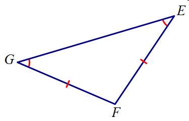 If triangle feg is an isosceles triangle, which of the following statements is not true?