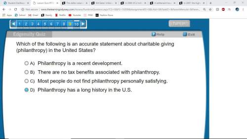 (answer quick) which of the following is an accurate statement about charitable giving (philanthropy
