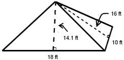 What is the surface area of the rectangular pyramid below?  (image) a. 386.9 ft2