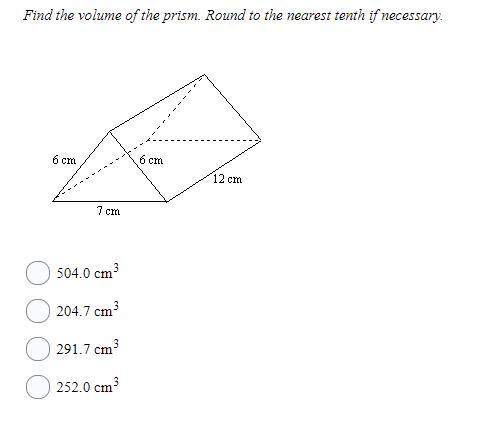 10 ! will give brainliest find the volume of the prism. round to the nearest tenth if necessa