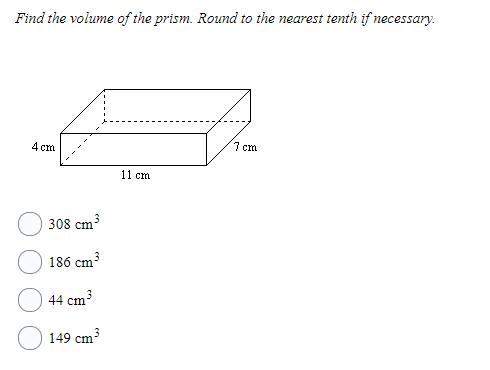 10 brainliest!  find the volume of the prism. round to the nearest tenth if necessary.&lt;