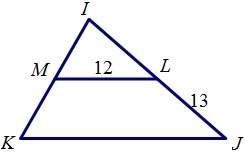 If line ml is a midsegment of triangle ijk, find kj