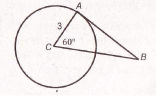 What is the area of triangle abc if ab is tangent to the circle?