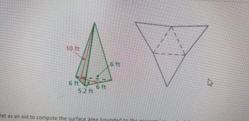 Use the net as an aid to compute the surface area (rounded to the nearest integer) ofvthe triangular