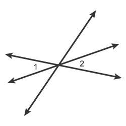 Which relationship describes angles 1 and 2?  vertical angles