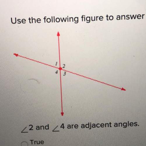 Use the following figure to answer the question. ∠ 2 and ∠ 4 are adjacent angles.&lt;