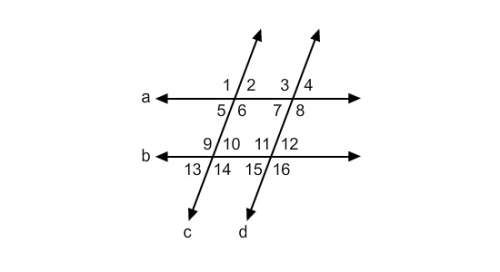 M∠9 = 6x and m∠11 = 120, find the value x so that line c is parallel to line d  a 20