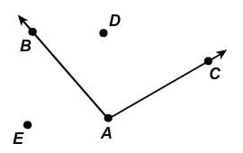 Which point is on the interior of ∠bac?  point d point b point c