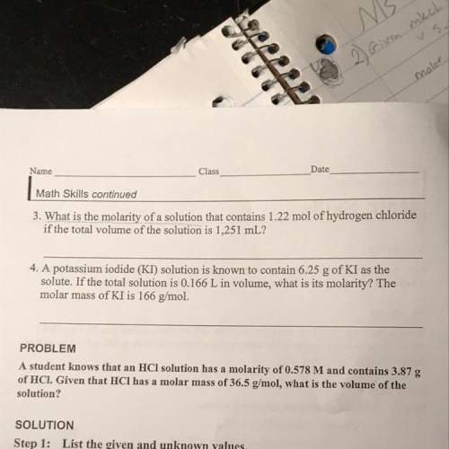 What is the molariry of a solution that contains 1.22 mol of hydrogen chloride if the total volume o