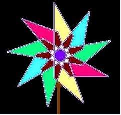 Ignoring color, what kind of symmetry does the pinwheel have? a. rotational symmetry b. line symmet