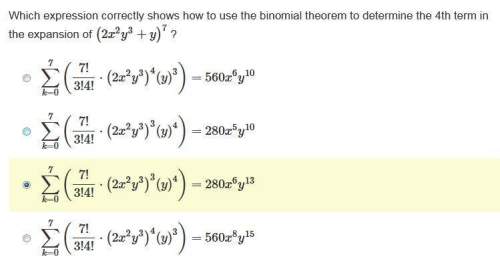 Which expression correctly shows how to use the binomial theorem to determine the 4th term in the ex