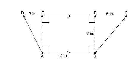 What is the area of this trapezoid? 86 in² 112 in² 148 in² 184 in² .