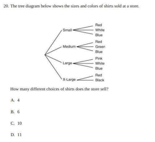 The tree diagram below shows the sizes and colors of shirts sold at a store. how many different choi