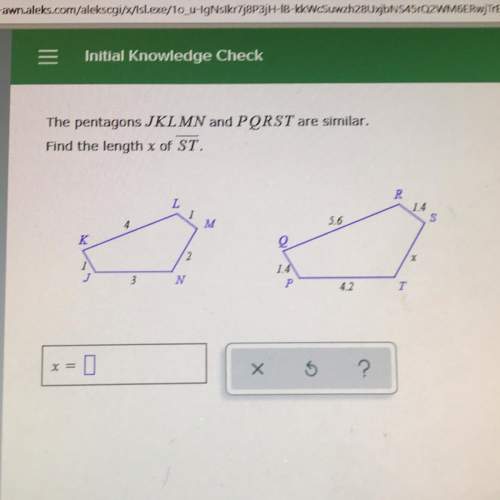 The pentagons jklmn and pqrst are similar. find the length x of st.