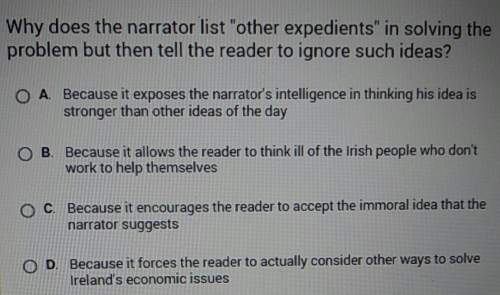 Why does the narrator list other expedients in solving the problem but then tell the reader to ignor