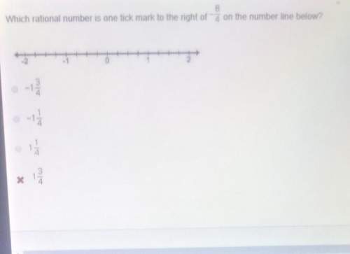 Which rational number is one tick mark to the right of -6/4 on the number line below