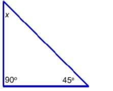 Find the measure of angle x. a) 90° b) 45° c) 135° d) 180°