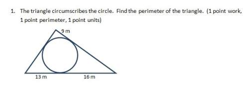The triangle circumscribes the circle. find the perimeter of the triangle.