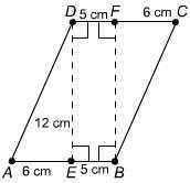 What is the area of this parallelogram?  a &gt; 60 cm² b &gt; 66 cm² c &gt;