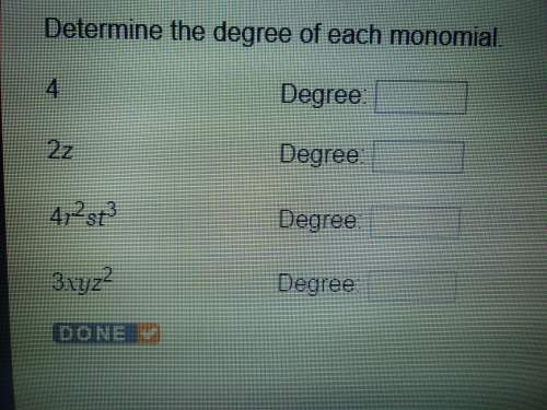 Determine the degree of each monomial