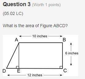 What is the area of figure abcd?  a trapezoid abcd is drawn with length of parallel side