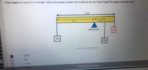 Abar weighs 8n and is 5m in length. what is the weight needed (m) to balance the bar? remember to i