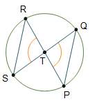 Circle t has diameters rp and qs. the measure of ∠rtq is 12° less than the measure of ∠rts.
