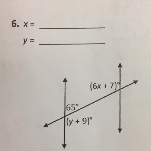Each figure consists of two parallel lines and a transversal. find the values of x and y.