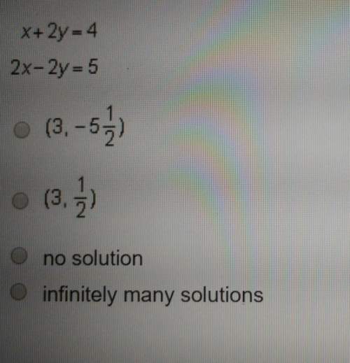 What is the solution to this system of equations? x+2y=42x-2y = 5 (3 - 51/2)