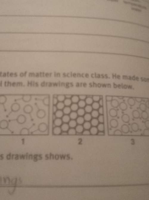 Frank was learning about states of matter in science class. he made some drawings but forgot to labe