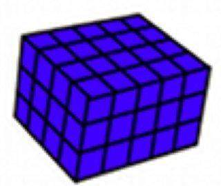 How many unit cubes are in this rectangular prism?  a) 20  b) 47  c) 60