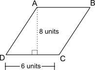 What is the area, in square units, of the parallelogram shown below?  a.24 square units&lt;