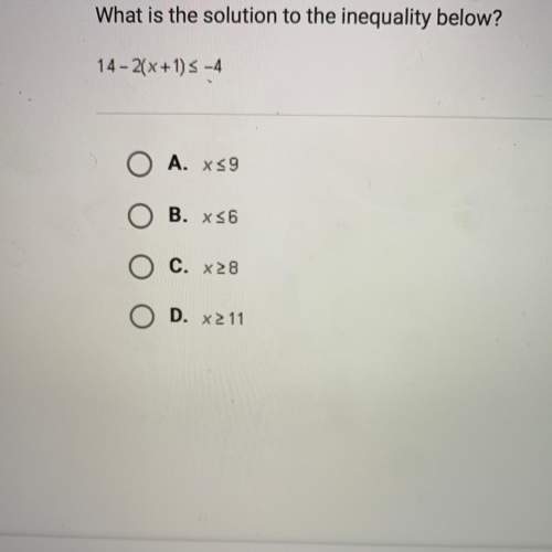 What is the solution to the inequality below?  14- 2(x+1)&lt; -4