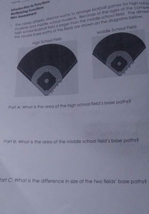 Part a: what is the area of the high school field's base paths? part b: what's the are