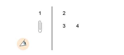 40 pts !  the diagram below shows a paper clip in front of a mirror. an up