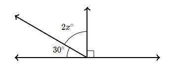 Answer  which equation can be solved for x in the following diagram. a) 2x + 30 =