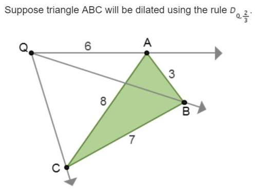 Suppose triangle abc will be dilated using the rule . what will be the distance from the center of d