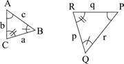 Triangle abc is similar to triangle pqr, as shown below:  which ratio is equal to c: r?