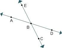 In the diagram, which angles are vertical angles? check all that apply. abe and abc