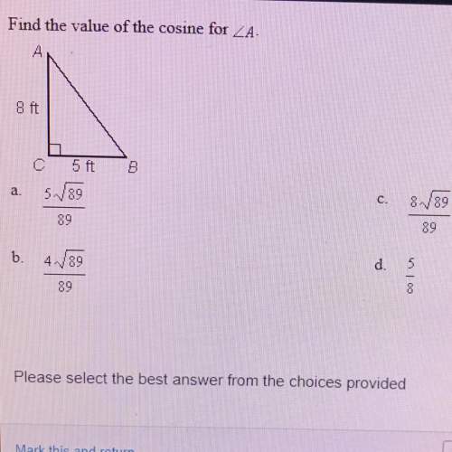 Find the value of the cosine  a  b c d
