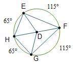 Circle d is shown with the measures of the minor arcs. which angles are congruent?  a.)