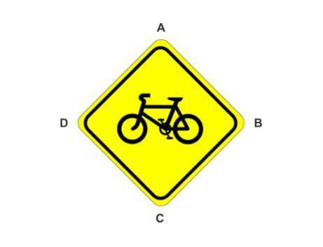 You are riding your bike and notice the square sign above. you mentally draw a straight line from po