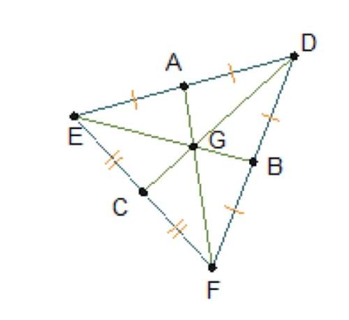 In triangle def, dg = 10 cm. what is cg? 5 cm 10 cm 15 cm 20 cm