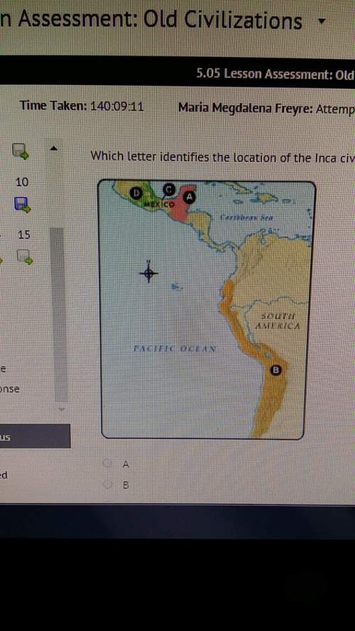 Which letter identifies the location of the inca civilization on the map?