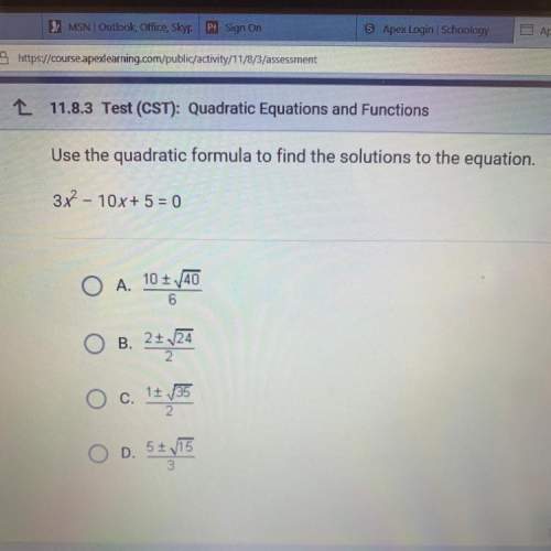 Use the quadratic formula to find the solutions to the equation. 3x - 10x+ 5 = 0