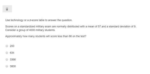 Use technology or a z-score table to answer the question. scores on a standardized milit