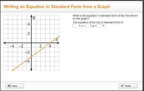 What is the equation in standard form of the line shown on the graph?  the equation of t
