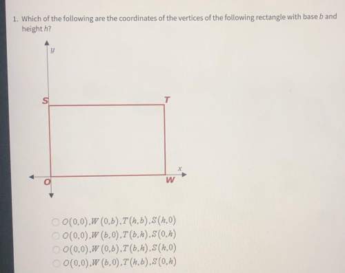 Which of the following are the coordinates of the vertices of the following rectangle with base b an