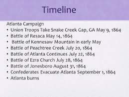 Can you show me a timeline of the battle of atlanta